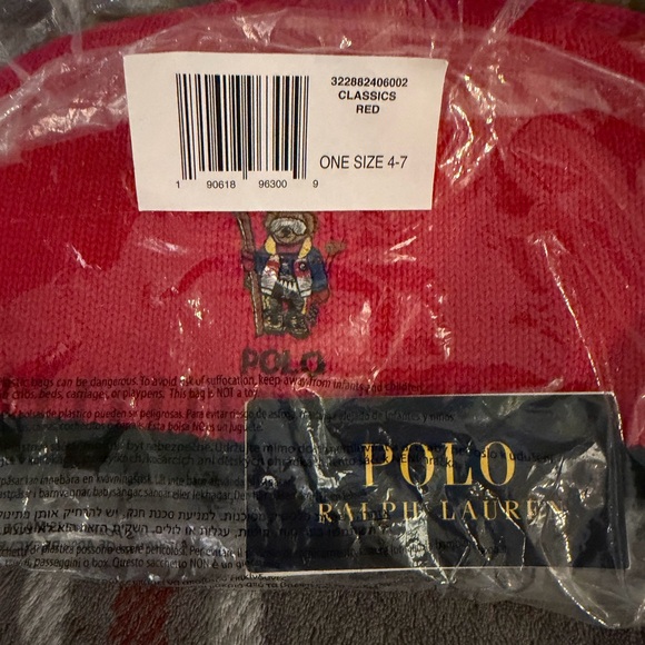 Polo by Ralph Lauren Red and Black Kids Hat and Scarf! Bear logo. - Picture 3 of 4